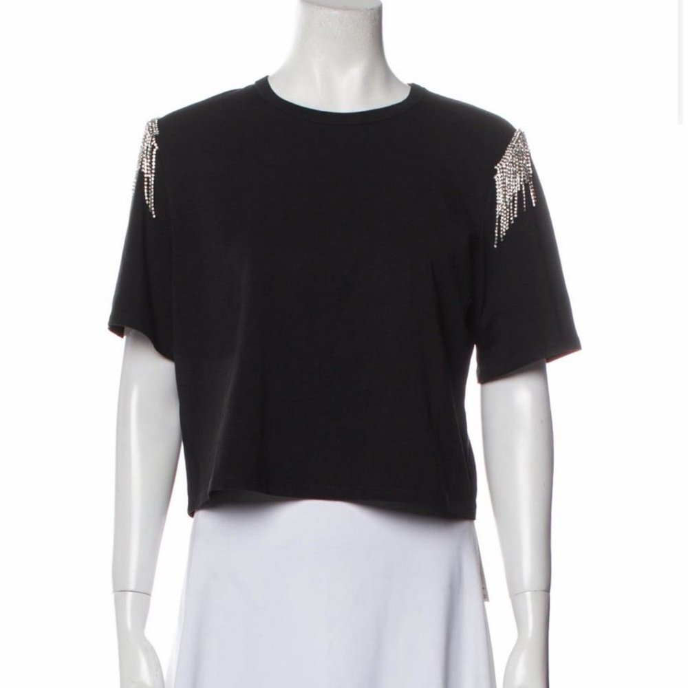 Veronica Beard Black Embellished Short Sleeve Tshirt